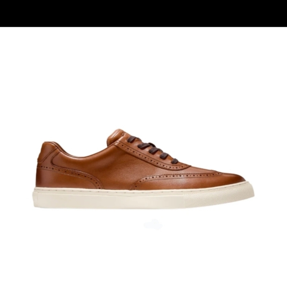 Cole Haan Men's Grand Kittery Wing Tip Sneakers, British Tan/Ivory, - Picture 3 of 7